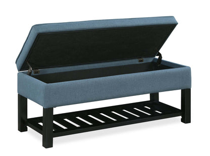 Ryan 43.5 Storage Bench with Bottom Shelf - Blue|Banc de rangement Ryan de 43,5 po avec tablette Inférieure - bleu