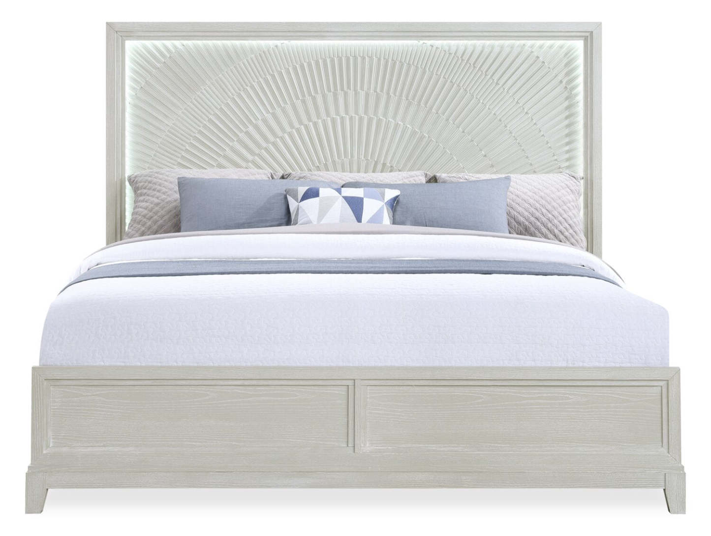 Lit à panneaux Vida avec tête de lit et cadre de lit, sable - format très grand lit | Lit à panneaux Vida avec tête de lit et cadre, sable - King Size