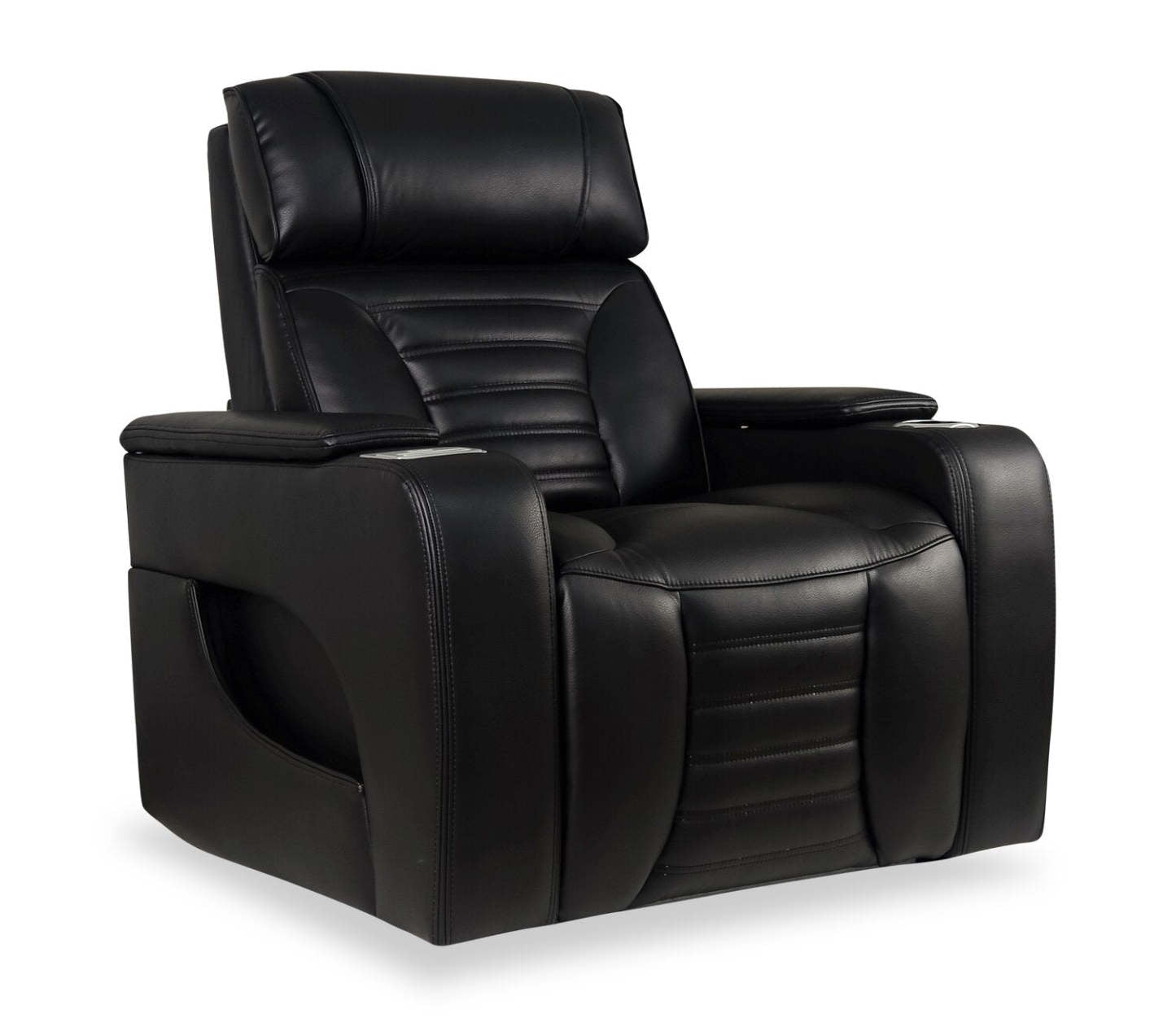 Fauteuil de massage à inclinaison électrique Zen de 40 po en tissu d'apparence cuir avec appuie-tête électrique et siège chauffant - noir