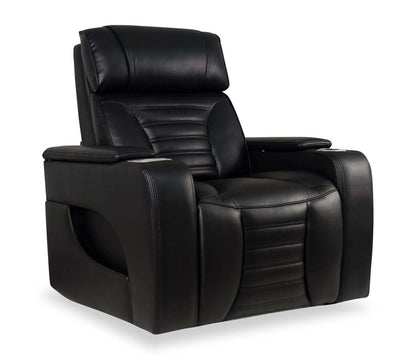 Fauteuil de massage à inclinaison électrique Zen de 40 po en tissu d'apparence cuir avec appuie-tête électrique et siège chauffant - noir