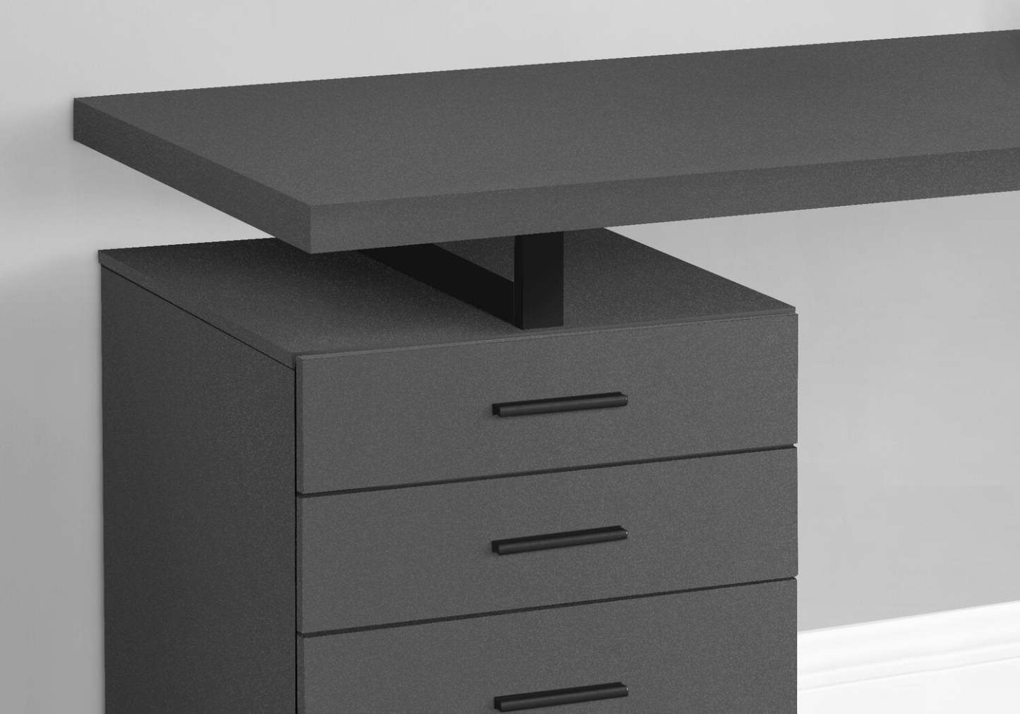 Clayton 47.25 Reversible Office Desk with 3-Drawers - Dark Grey|Bureau réversible Clayton de 47,25 po à 3 tiroirs - gris foncé