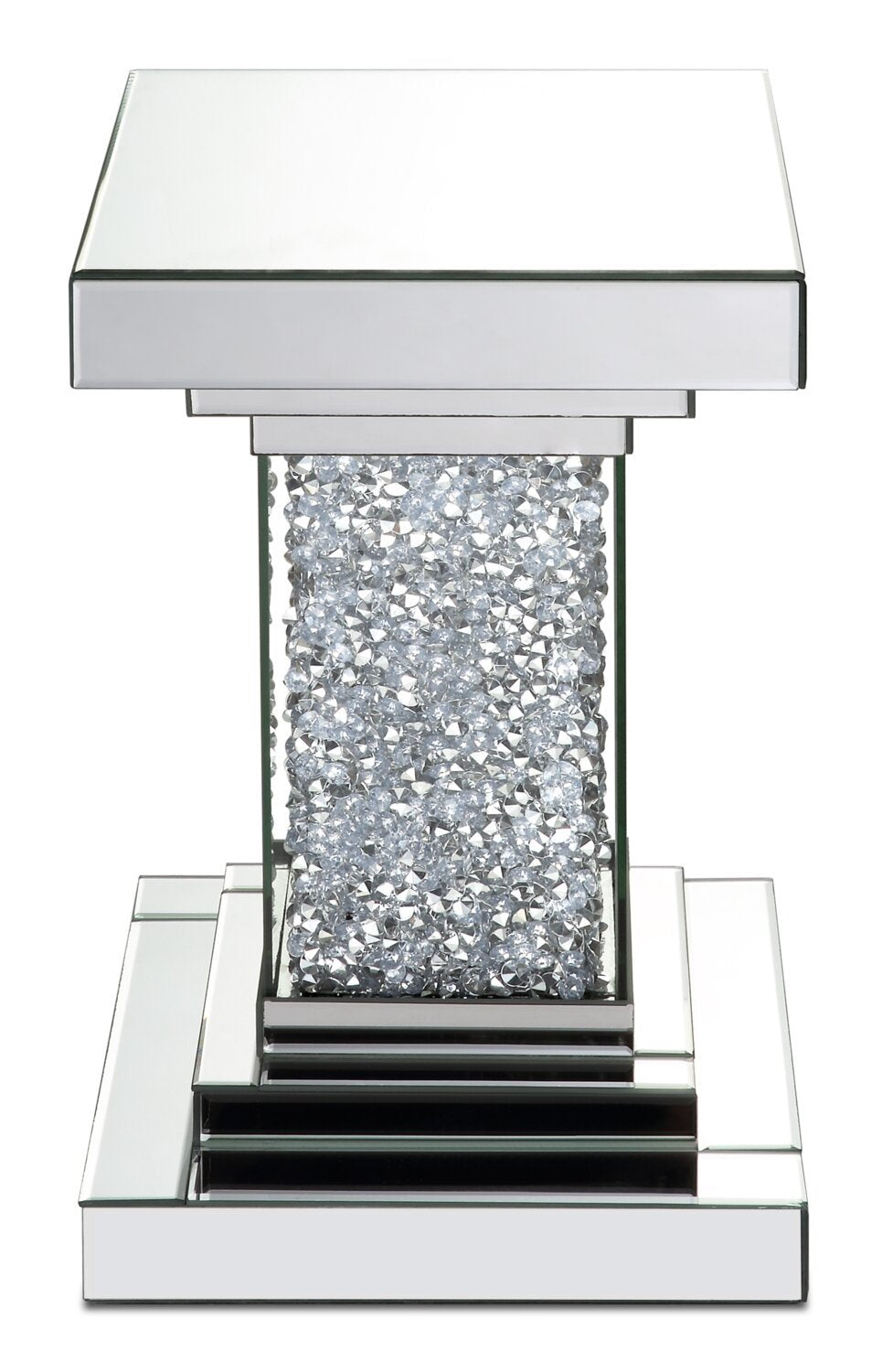 Luna 12 Mirrored Accent Table with Crystals - Silver|Table d'appoint Luna de 12 po en miroir avec cristaux - argentée