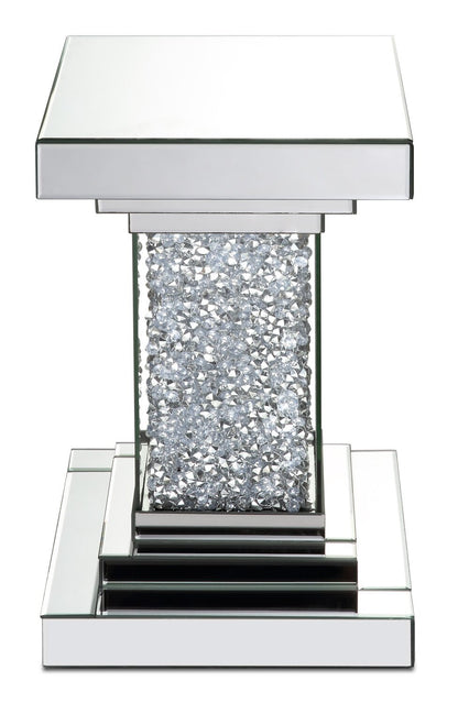Luna 12 Mirrored Accent Table with Crystals - Silver|Table d'appoint Luna de 12 po en miroir avec cristaux - argentée