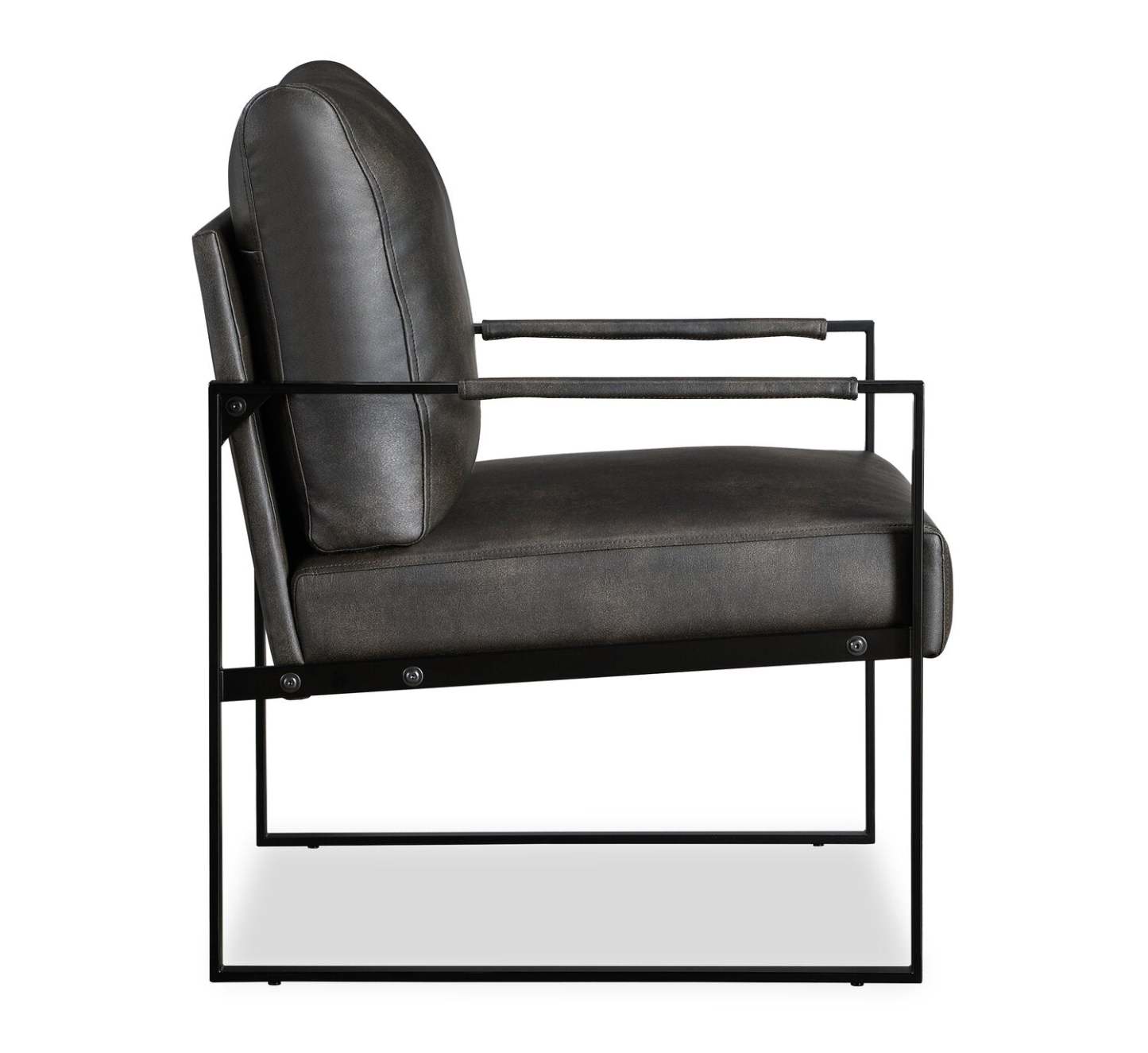 Fauteuil d'appoint en similicuir Nico 24.75 avec pieds en métal - Gris foncé | Fauteuil d'appoint Nico de 24,75 po en similicuir avec pattes en métal - gris foncé