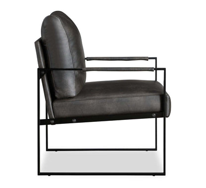 Fauteuil d'appoint en similicuir Nico 24.75 avec pieds en métal - Gris foncé | Fauteuil d'appoint Nico de 24,75 po en similicuir avec pattes en métal - gris foncé
