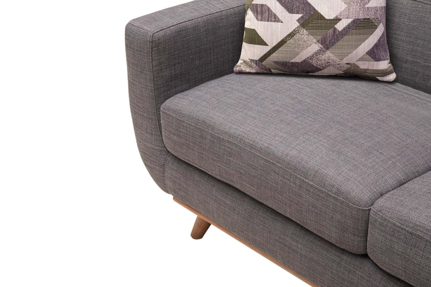 Kort & Co. Freeman 63 tissu d’apparence lin causeuse avec pattes en bois et coussins de dossier capitonnés - gris anthracite