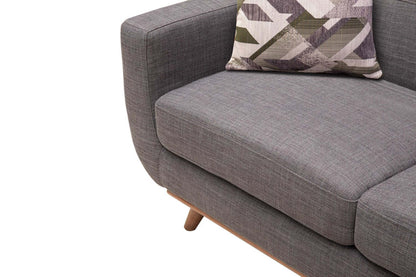 Kort & Co. Freeman 63 tissu d’apparence lin causeuse avec pattes en bois et coussins de dossier capitonnés - gris anthracite