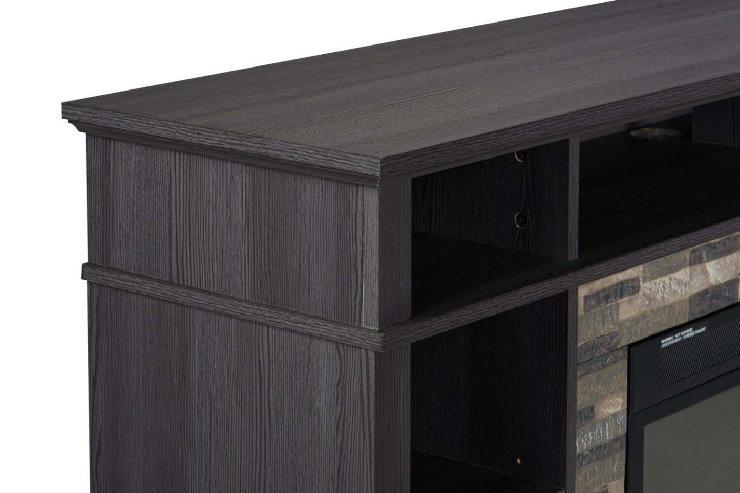 Meuble pour téléviseur Lappland de 70 po avec foyer électrique, rangement et système de gestion des câbles pour téléviseurs jusqu’à 80 po - noir