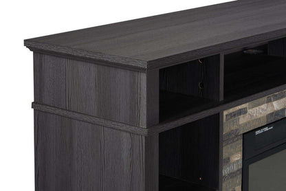 Meuble pour téléviseur Lappland de 70 po avec foyer électrique, rangement et système de gestion des câbles pour téléviseurs jusqu’à 80 po - noir