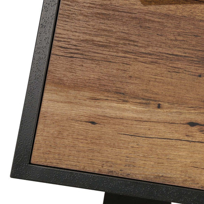 Bureau en forme de L Tayla de 60,67 po à 2 tiroirs avec armoire - chêne antique et noir