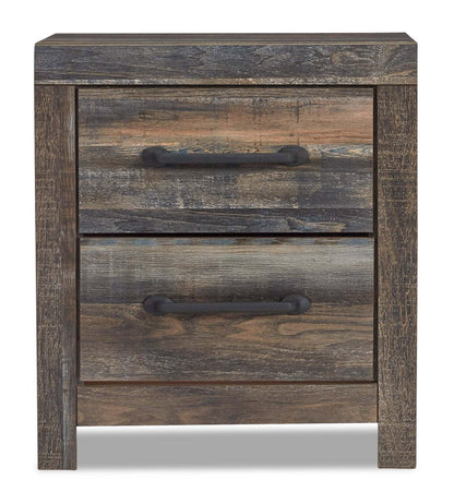 Table de chevet Abby à 2 tiroirs avec port USB, 21,8 L x 24,5 H - Marron | Table de nuit Abby de 21,8 po (L) x 24,5 po (H) à 2 tiroirs avec port USB - brune