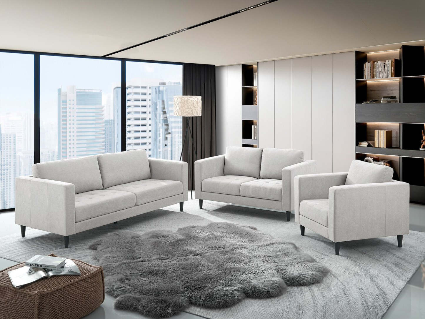 Chaise en tissu Metro 32 avec coussin de siège capitonné et coussin de dossier réversible - Neutre | Fauteuil Metro de 32 po en tissu avec coussin de siège capitonné et coussin de dossier réversible - neutre