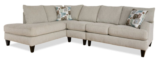 Fabriqué au Canada Sofa sectionnel de gauche Nofia 3 pièces en tissu chenille avec coussins décoratifs et pieds en bois - Beige lin | Canapé sectionnel Nofia 3 pièces orienté à gauche en tissu chenille avec coussins décoratifs et pieds en bois - lin beige