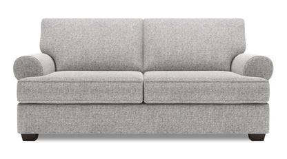 Fabriqué au Canada Canapé Personnalisable Roll 76 en Tissu d'Apparence Lin Taille Condo avec Accoudoirs Roulés - Luna Domino Gris | Canapé Roll de Sofa Lab de 76 po de format condo fabriqué au Canada en tissu d'apparence lin - gris Luna Domino | RO092191