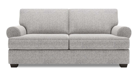 Fabriqué au Canada Canapé Personnalisable Roll 76 en Tissu d'Apparence Lin Taille Condo avec Accoudoirs Roulés - Luna Domino Gris | Canapé Roll de Sofa Lab de 76 po de format condo fabriqué au Canada en tissu d'apparence lin - gris Luna Domino | RO092191