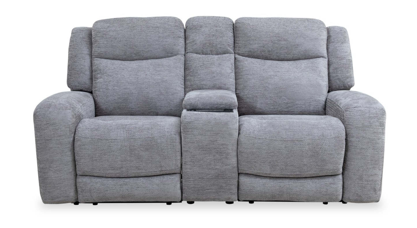 Atlantis 79 Fabric Zero Gravity Power Reclining Loveseat with Storage Console and USB Ports - Dove Grey | Causeuse à inclinaison électrique Atlantis de 79 po en tissu avec console de rangement, ports USB et position zéro gravité - gris tourterelle