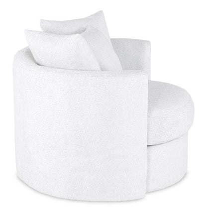 Fauteuil d’appoint pivotant Cuddler Midi de 42 po fabriqué au Canada en tissu de chenille - blanc Plush Heaven