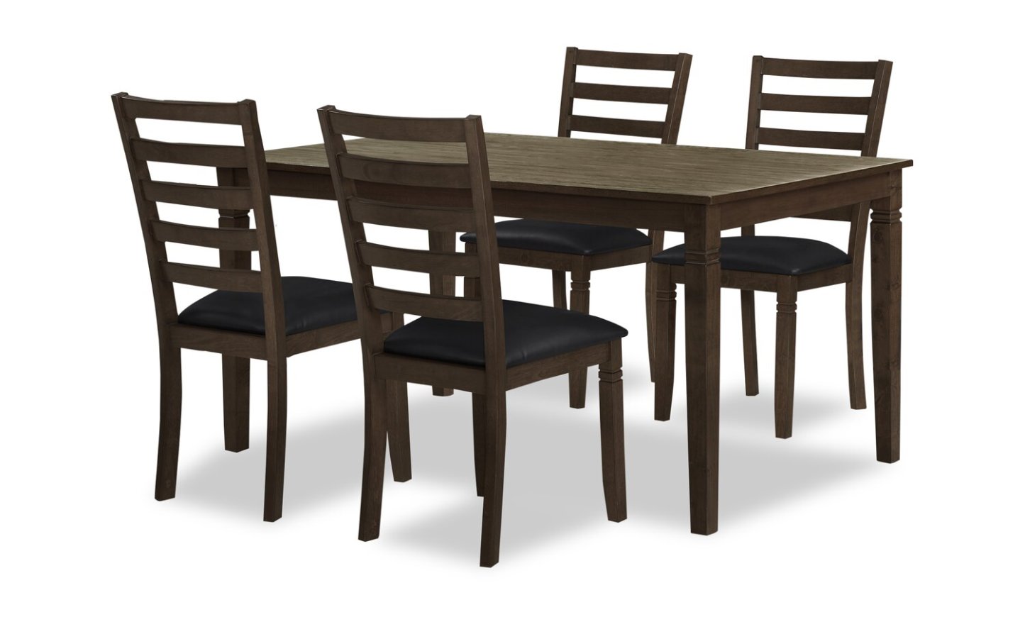 Ensemble de salle à manger Devon 5 pièces avec table et 4 chaises - 60 W, Bois - Brun foncé | Ensemble de salle à manger Devon 5 pièces avec table et 4 chaises - 60 po (L), bois - brun foncé