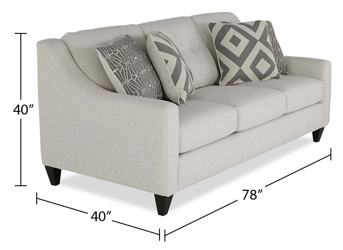 Fabriqué au Canada, canapé Kylie 78 de Cindy Crawford Home en tissu d'apparence lin avec pattes en bois - perle Zeus