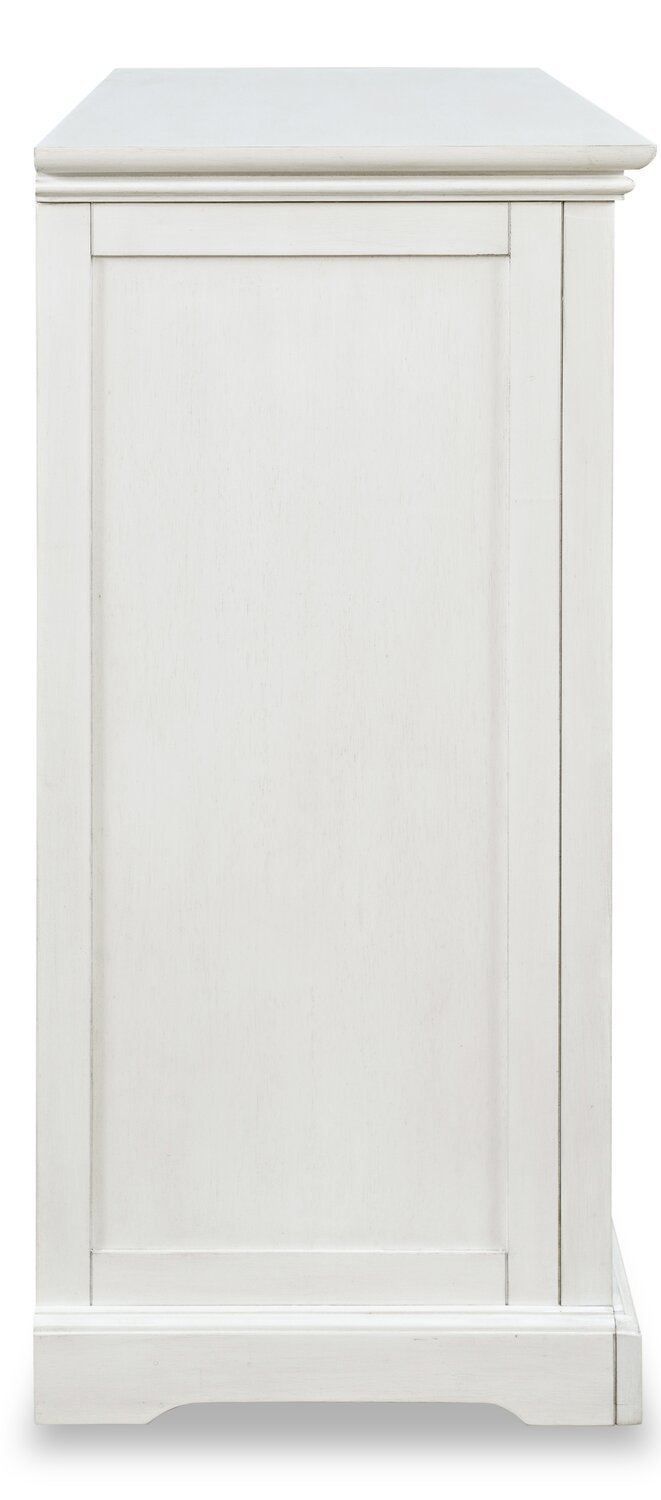 Twyla 33 Armoire d'appoint en bois massif avec portes cintrées - Blanc|Armoire décorative Twyla en bois massif avec portes arquées - blanche