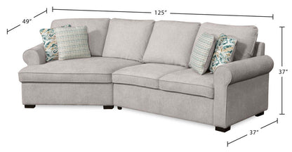Sofa sectionnel enveloppant de gauche Haven de Scott Living 2 pièces en tissu de chenille - gris