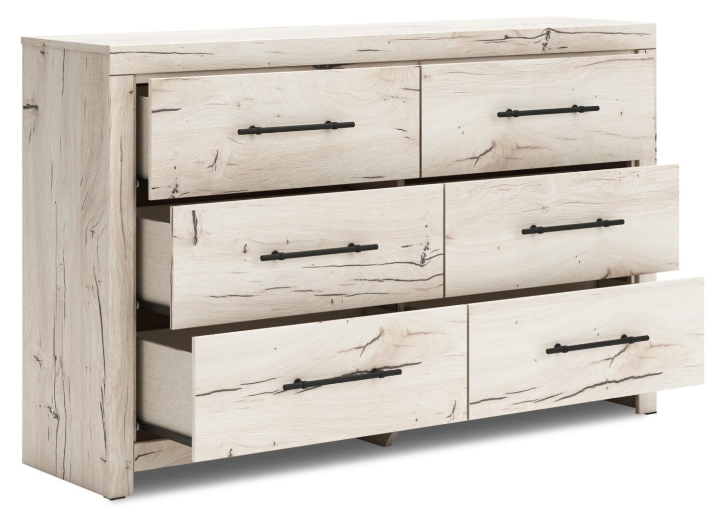 Commode à 6 tiroirs pour chambre à coucher Derekson, 58,7 L x 36,5 H - Blanc rustique | Commode de chambre à coucher Derekson de 58,7 po (L) x 36,5 po (H) à 6 tiroirs - blanc rustique