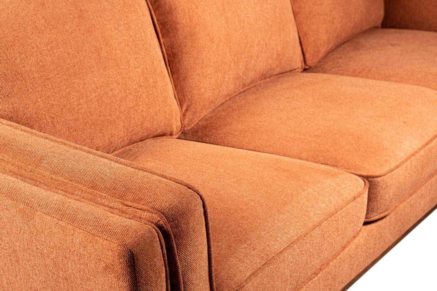 Sofa Kassia de Kort & Co. de 90,6 po en tissu d’apparence lin avec base et pattes en bois - orange