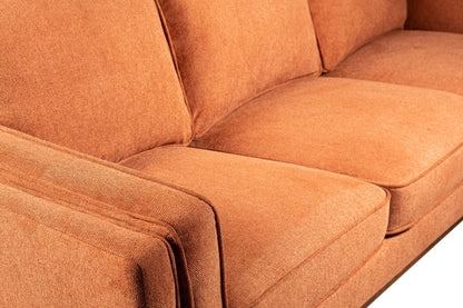 Sofa Kassia de Kort & Co. de 90,6 po en tissu d’apparence lin avec base et pattes en bois - orange