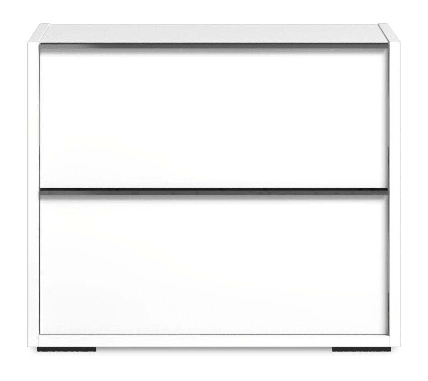 Table de nuit Raia à 2 tiroirs - Fabriquée en Italie, 24 L x 22 H, Moderne - Blanc | Table de nuit Raia à 2 tiroirs - fabriquée en Italie, 24 po (L) x 22 po (H), moderne - blanche