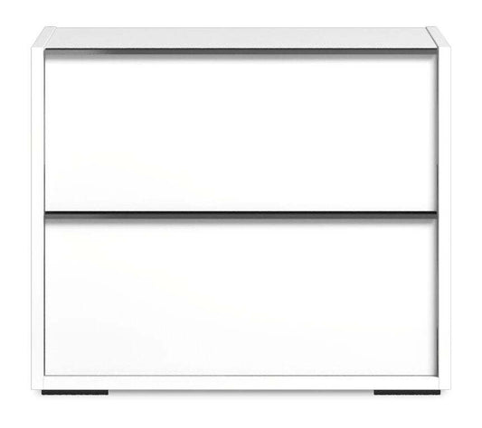 Table de nuit Raia à 2 tiroirs - Fabriquée en Italie, 24 L x 22 H, Moderne - Blanc | Table de nuit Raia à 2 tiroirs - fabriquée en Italie, 24 po (L) x 22 po (H), moderne - blanche