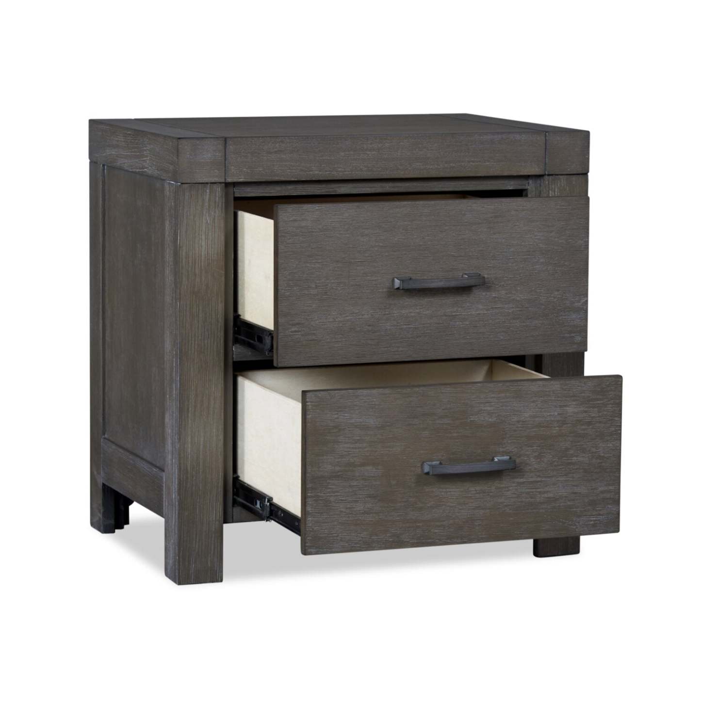 Table de nuit Koda à 2 tiroirs, 23,7 L x 23,7 H, Bois d'acacia - Gris | Table de nuit Koda de 23,7 po (L) x 23,7 po (H) à 2 tiroirs en acacia - grise