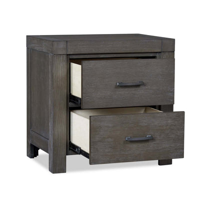 Table de nuit Koda à 2 tiroirs, 23,7 L x 23,7 H, Bois d'acacia - Gris | Table de nuit Koda de 23,7 po (L) x 23,7 po (H) à 2 tiroirs en acacia - grise