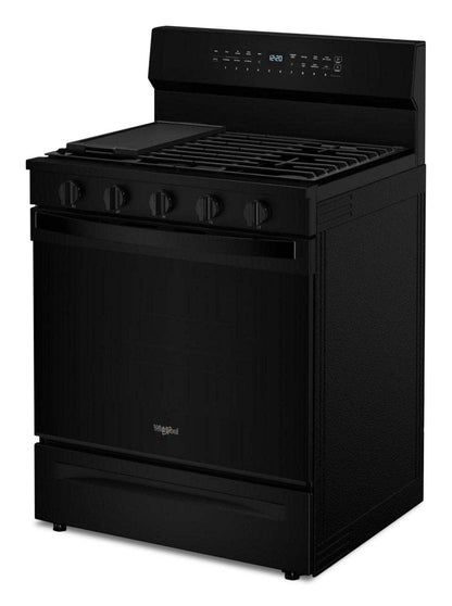 Cuisinière intelligente à gaz Whirlpool de 5 pi³ avec friture à air et autonettoyage - noire - WFGS7530RB | Whirlpool 5 Cu. Ft. Smart Gas Range with Air Fry and Self-Clean - Black - WFGS7530RB | WFGS75RB