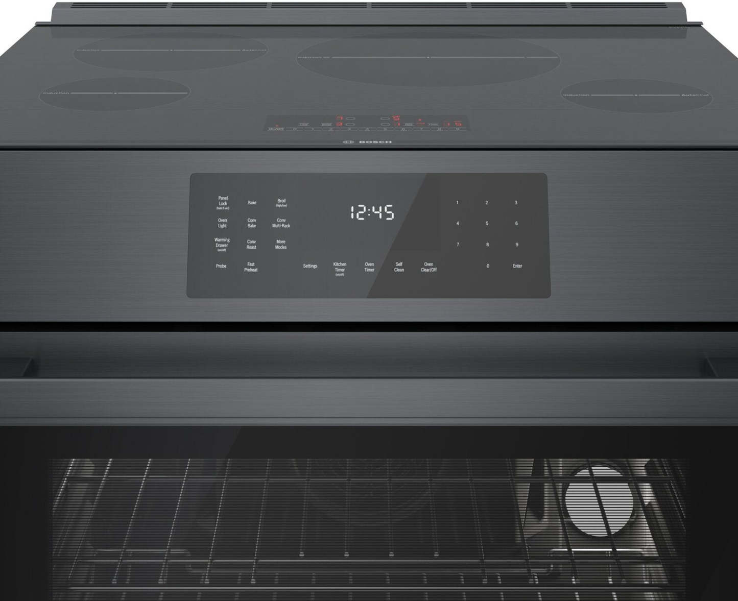 Cuisinière électrique Bosch de série 800 de 4,6 pi3 avec surface de cuisson à induction - HII8047C | Bosch 4,6 Cu. Fort. Cuisinière électrique série 800 avec table de cuisson à induction - HII8047C | HII8047C