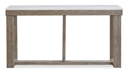 Corsa 64 Modern Sofa Table - Dessus en marbre avec base en bois gris brun|Table de salon moderne Corsa de 64 po - dessus en marbre avec base en bois gris-brun