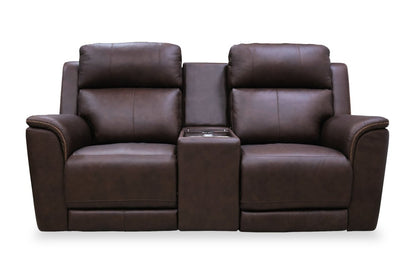 Vibe 76 Genuine Leather Massage Power Reclining Loveseat with Immersive Audio and Power Headrests - Brown | Causeuse de massage à inclinaison électrique Vibe de 76 po en cuir véritable avec son immersif et appuie-têtes électriques - brune