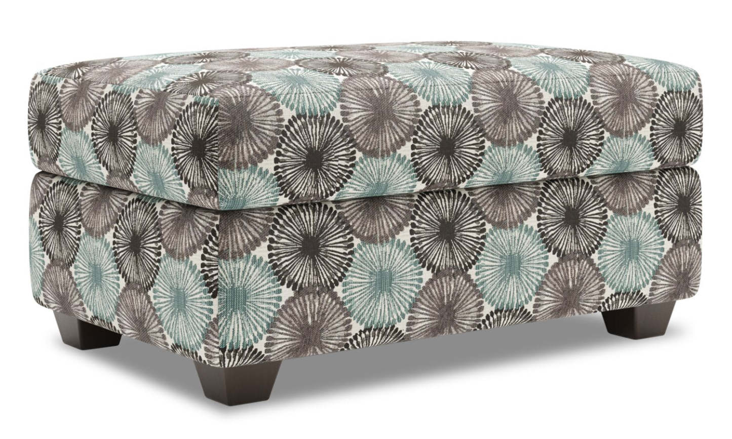 Fabriqué au Canada Pouf de rangement personnalisable The Trunk 39 en tissu - Spa multicolore | Pouf de rangement The Trunk de Sofa Lab de 39 po fabriqué au Canada en tissu - Spa multicolore | TRUN1157
