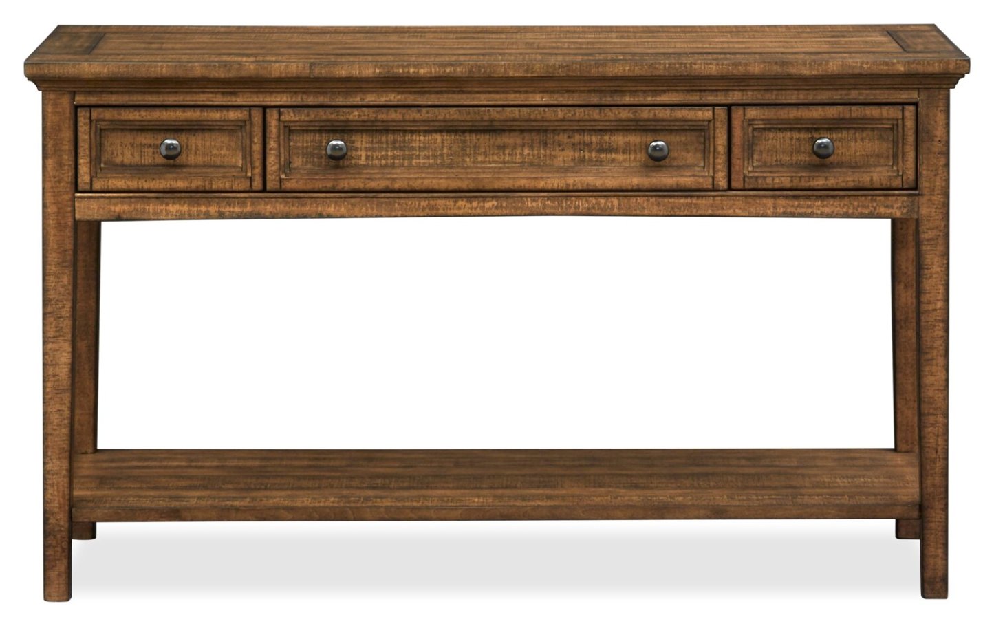 Table de canapé traditionnelle en pin Hanson 50" avec rangement - Muscade grillée | Table de salon traditionnelle Hanson de 50 po en pin - muscade grillée