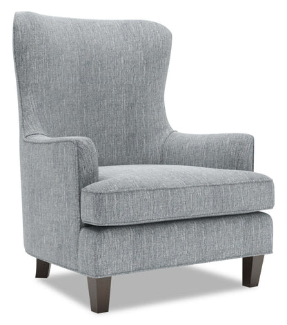 Fauteuil d’appoint à oreilles personnalisable Sofa Lab de 32 po fabriqué au Canada en tissu d’apparence lin - gris Luna Pewter | WING2291