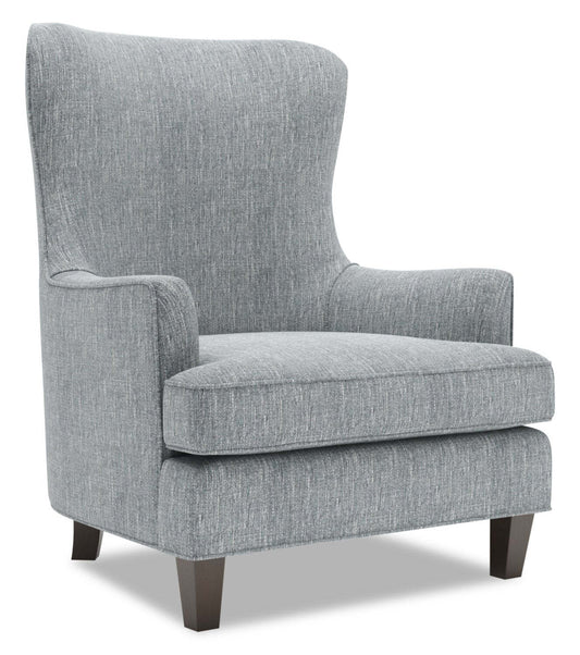 Fauteuil d’appoint à oreilles personnalisable Sofa Lab de 32 po fabriqué au Canada en tissu d’apparence lin - gris Luna Pewter | WING2291