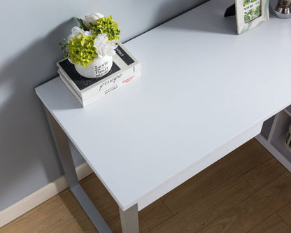 Bureau d'angle réversible Owen 55 avec 4 tiroirs et compartiments - Blanc|Bureau en coin réversible Owen de 55 po à 4 tiroirs et compartiments - blanc