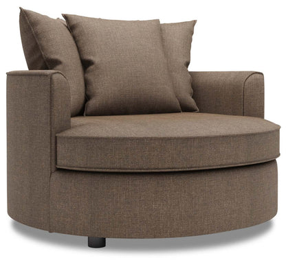 Fauteuil d'appoint enveloppant Sofa Lab de 48 po fabriqué au Canada en tissu d'apparence lin - brun Luna Praline | CUDD2591