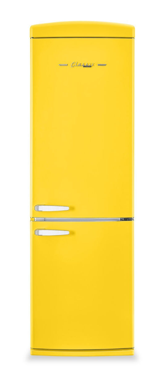 Réfrigérateur Classic Rétro par Unique de 24 po et de 12 pi3 à congélateur inférieur - jaune canari - UGP-340L Y AC | U340LYAC