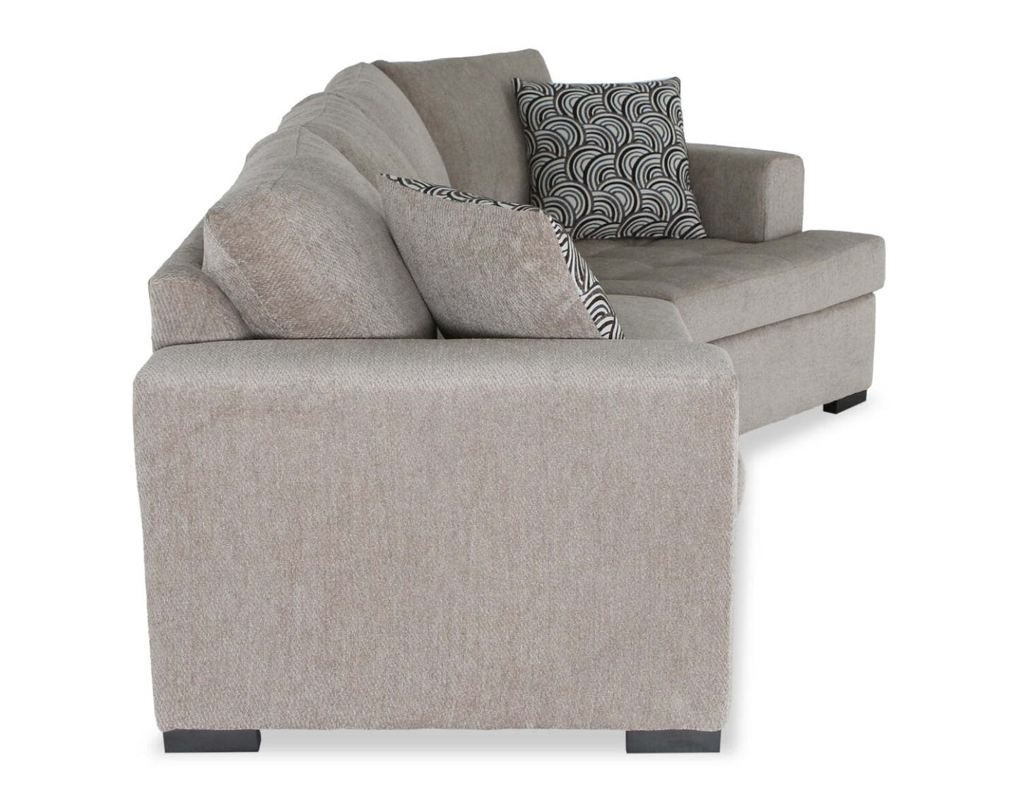 Fabriqué au Canada, canapé-lit sectionnel enveloppant Legend 2 pièces en tissu de chenille orienté à droite - beige platine