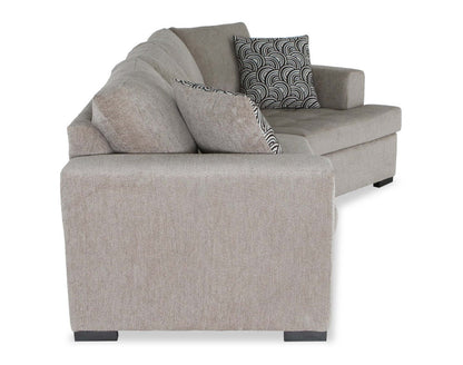 Fabriqué au Canada, canapé-lit sectionnel enveloppant Legend 2 pièces en tissu de chenille orienté à droite - beige platine