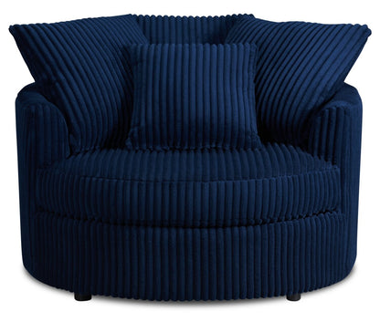 Fauteuil d'appoint Cuddler Grande de 48 po fabriqué au Canada en tissu chenille - bleu Groove Midnight