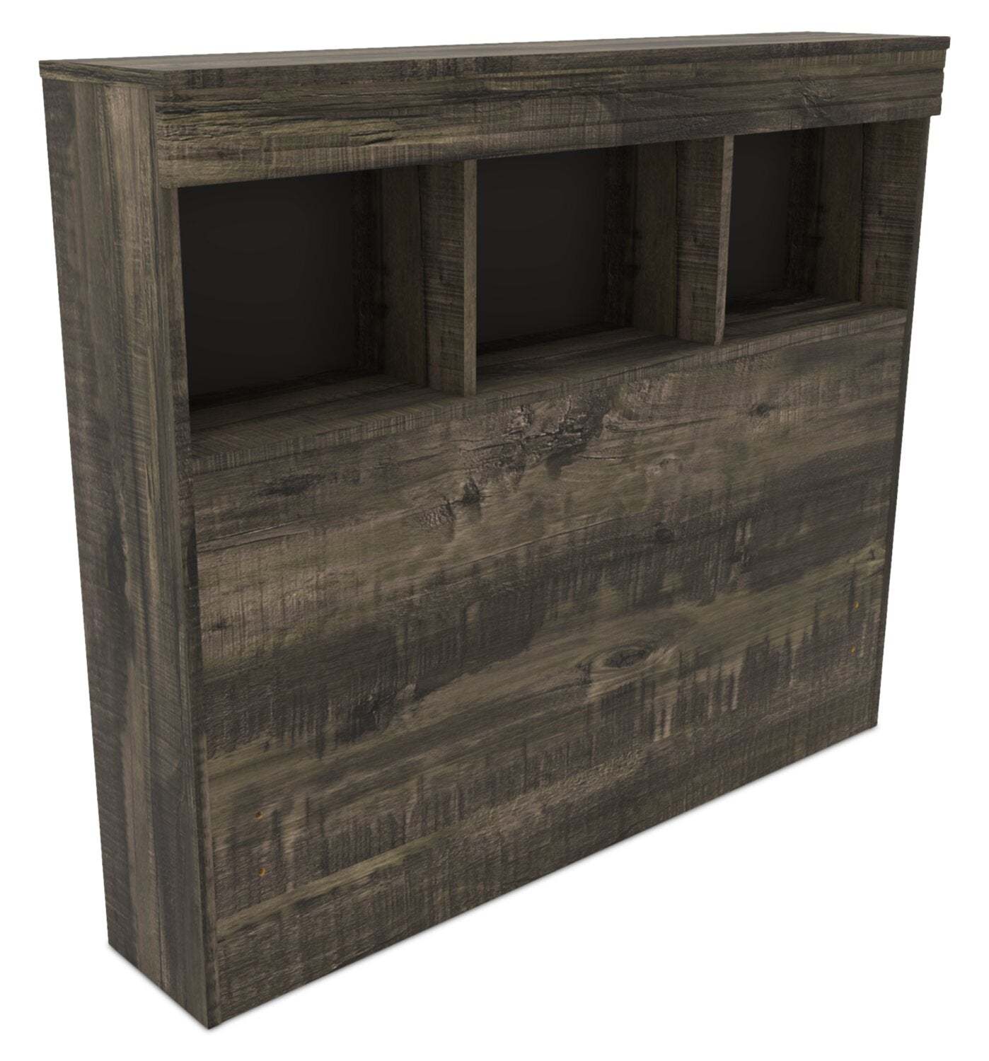 Ensemble de lit Riley Mates avec tête de lit bibliothèque pour enfants, fabriqué au Canada, gris - taille simple | Lit matelot Riley avec ensemble de tête de lit bibliothèque pour enfants, fabriqué au Canada, gris - format lit simple