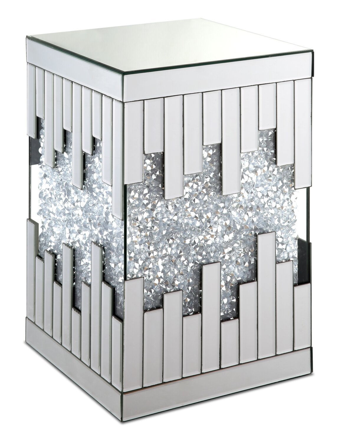 Lori 12 Mirrored Accent Table with Crystals - Silver|Table d'appoint Lori de 12 po en miroir avec cristaux - argentée