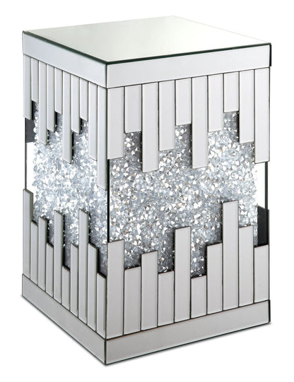 Lori 12 Mirrored Accent Table with Crystals - Silver|Table d'appoint Lori de 12 po en miroir avec cristaux - argentée