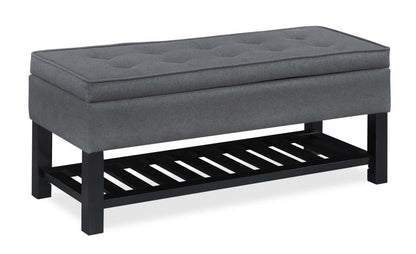 Ryan 43.5 Storage Bench with Bottom Shelf - Dark Grey|Banc de rangement Ryan de 43,5 po avec tablette Inférieure - gris foncé